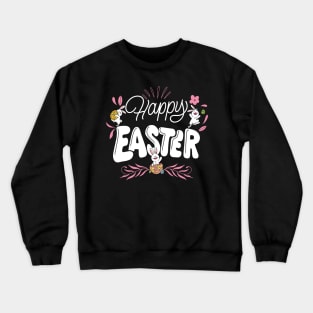 Happy Easter Bunny Rabbit Face Funny Easter Day Women Girls Crewneck Sweatshirt